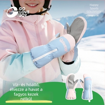 Golejie gyerek téli síkesztyűk, fleece béléssel, vastag, vízálló és csúszásmentes, szétválasztott ujjas kialakítás