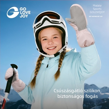 Golejie gyerek téli síkesztyűk, fleece béléssel, vastag, vízálló és csúszásmentes, szétválasztott ujjas kialakítás