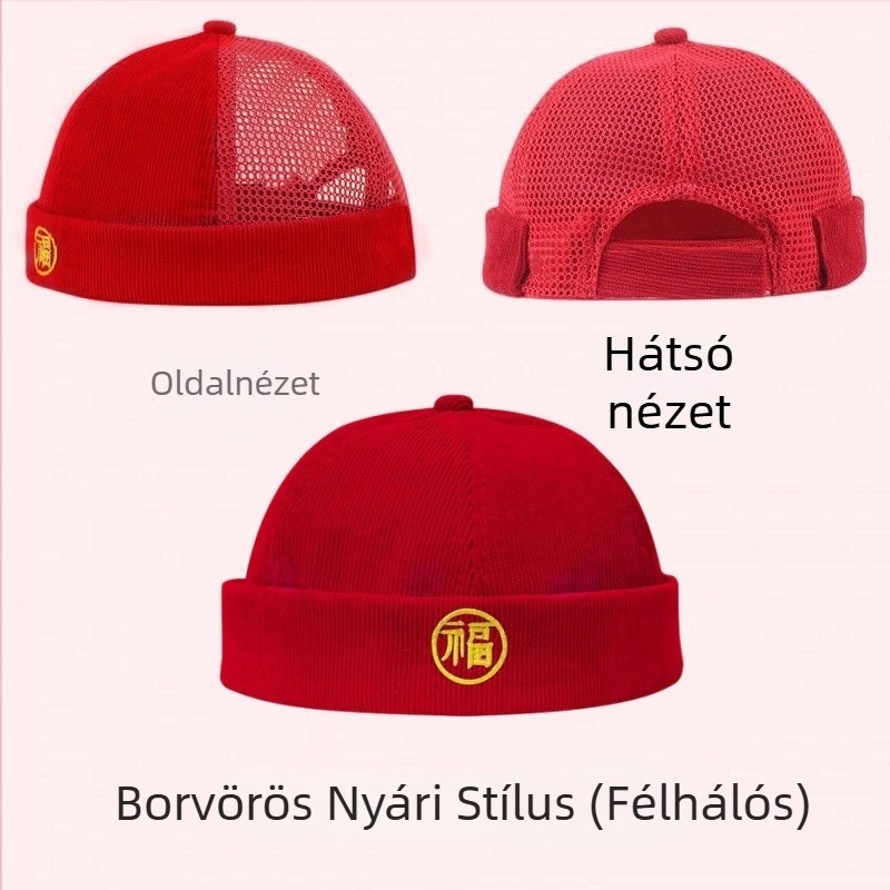 Piros első születésnapi sapka babáknak, corduroy beret négy évszakra, retro stílus