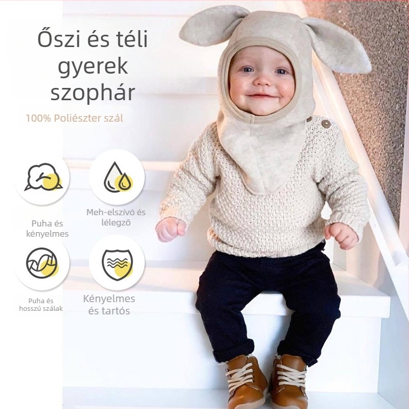 MUGOO Gyermek téli polár fleece pull-on sapka, fülvédővel, kupola alakú