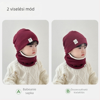 Két részes készlet: kapucnis sapka és nyakmelegítő – kupola alakú sapka, széles karimával, melegen tart, szélálló