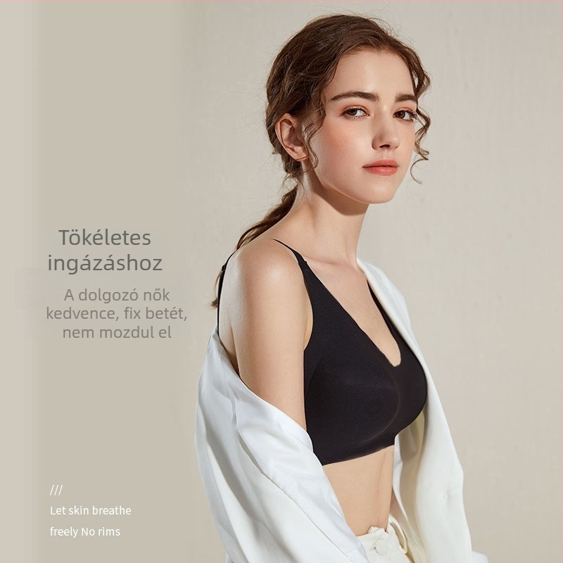 Egy darabos melltartó, merevítő nélküli, fix kosarakkal, hátulról záródó, varratmentes, beépített párnával, acélmerevítő nélkül
