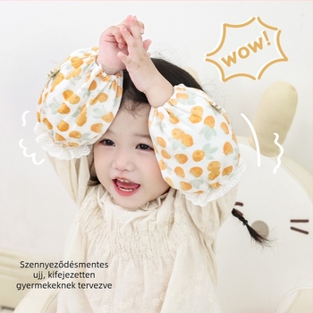 Gyerekeknek szánt pamut csipkés karvédők – szennyeződés elleni, virágos mintával, téli–tavaszi–ősszi szezonra, 0–13 éves lányoknak