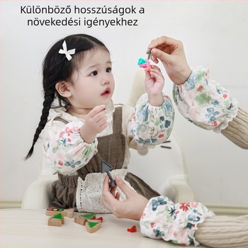 Gyerekeknek szánt pamut csipkés karvédők – szennyeződés elleni, virágos mintával, téli–tavaszi–ősszi szezonra, 0–13 éves lányoknak