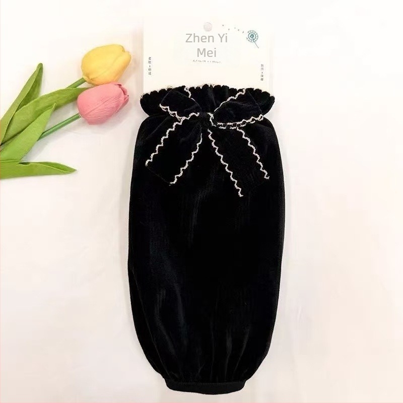 Női flanel karvédő ujjak, anti-szennyeződés, őszi-téli szezon, hímzés