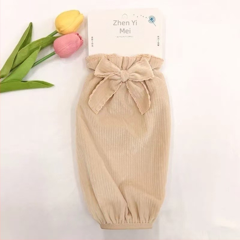 Női flanel karvédő ujjak, anti-szennyeződés, őszi-téli szezon, hímzés