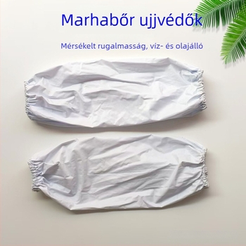 Fehér átlátszó PVC ujjvédők, uniszex, háztartási használatra, vízálló és olajálló, egy méret.