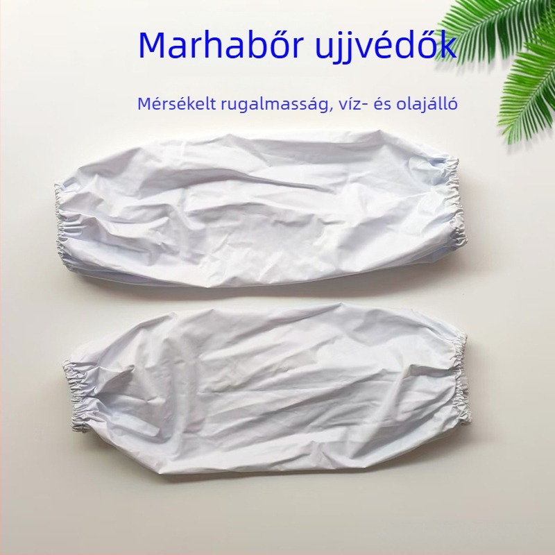 Fehér átlátszó PVC ujjvédők, uniszex, háztartási használatra, vízálló és olajálló, egy méret.