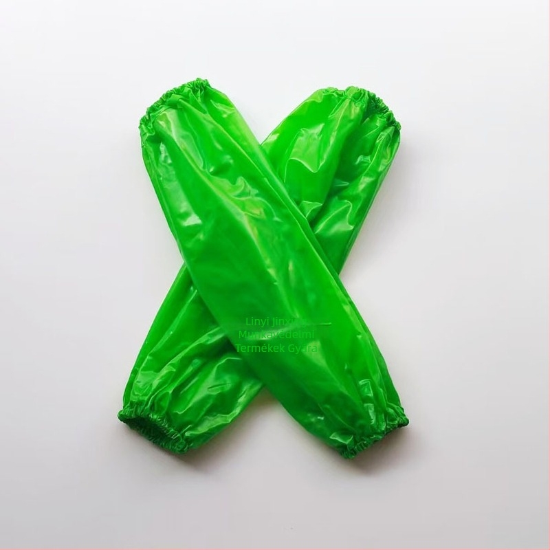 Fehér átlátszó PVC ujjvédők, uniszex, háztartási használatra, vízálló és olajálló, egy méret.