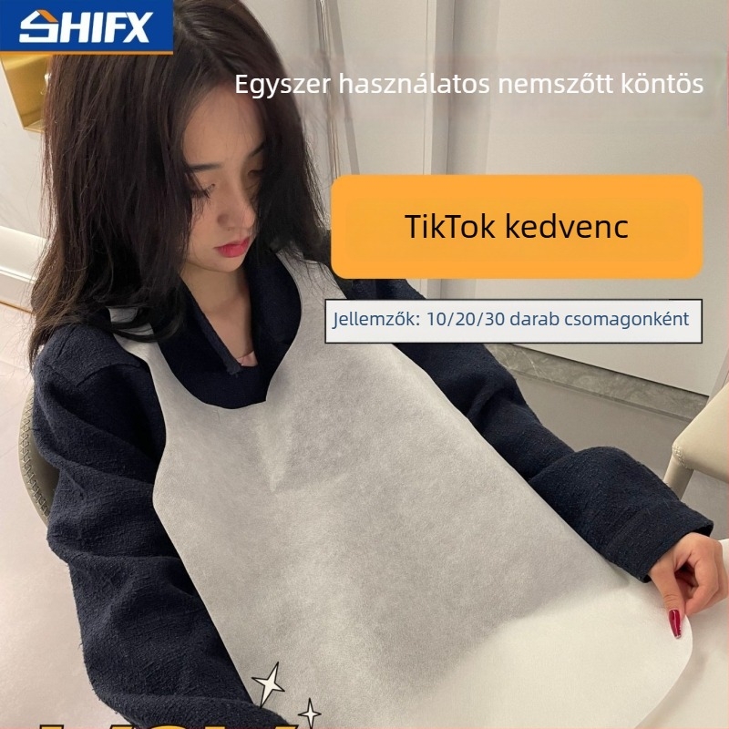 Egyszer használatos kötény, nem szövött anyagból, ujj nélküli, foltálló, cateringhez és otthoni használatra, modern minimalist dizájn