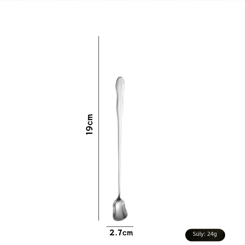 Rozsdamentes acélból készült hosszú nyelű kanál, modern és egyszerű dizájn, egyszínű felület, tükörfényes bevonat — Yi Kitchen