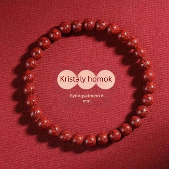 Cinnabar gyöngy karkötő, kerek gyöngyökkel, polírozott, testreszabható