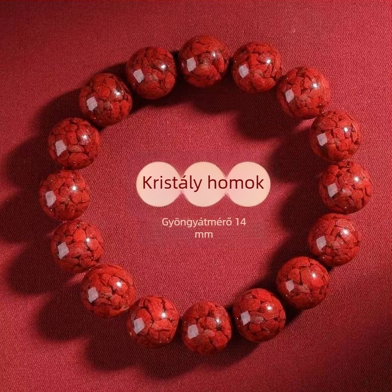 Cinnabar gyöngy karkötő, kerek gyöngyökkel, polírozott, testreszabható