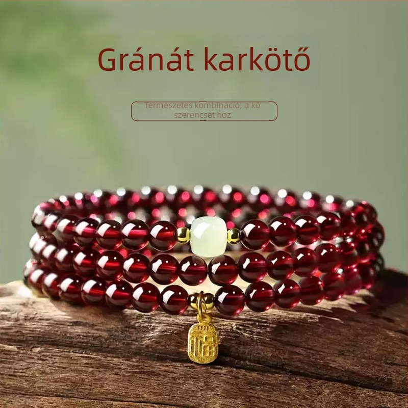 Polírozott gránát karkötő a Qingya Jewelry-től, uniszex kézi ékszer, friss és édes stílus