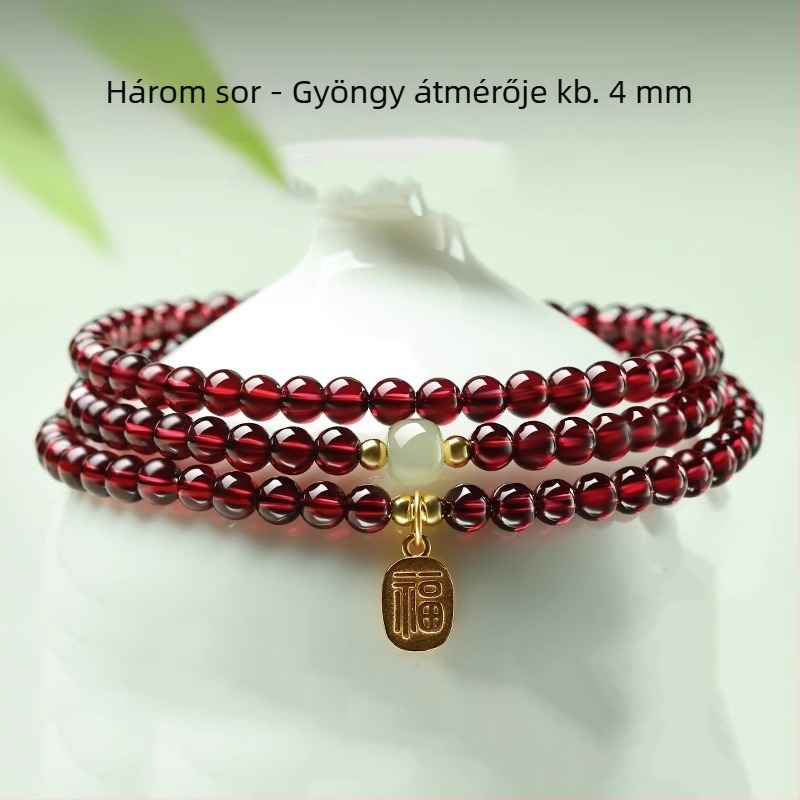 Polírozott gránát karkötő a Qingya Jewelry-től, uniszex kézi ékszer, friss és édes stílus