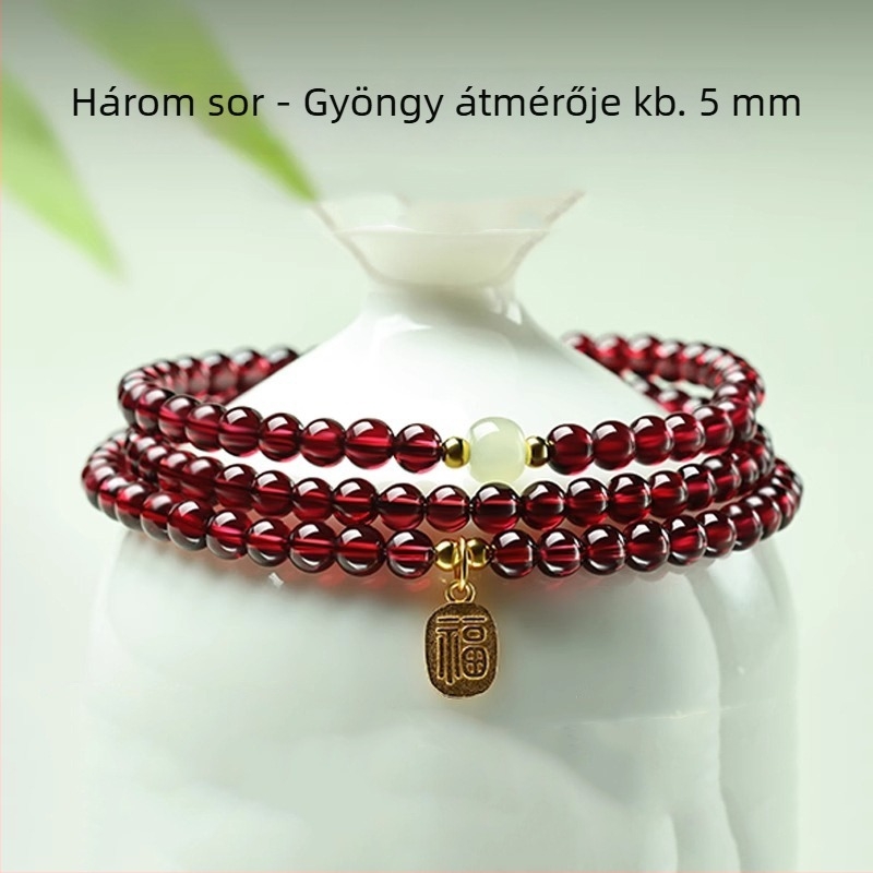 Polírozott gránát karkötő a Qingya Jewelry-től, uniszex kézi ékszer, friss és édes stílus