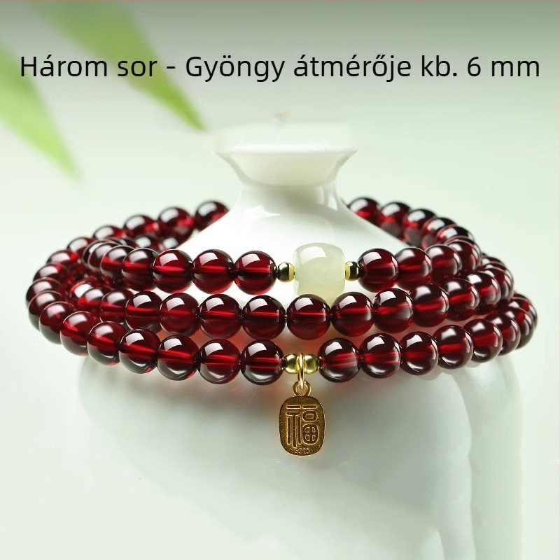 Polírozott gránát karkötő a Qingya Jewelry-től, uniszex kézi ékszer, friss és édes stílus
