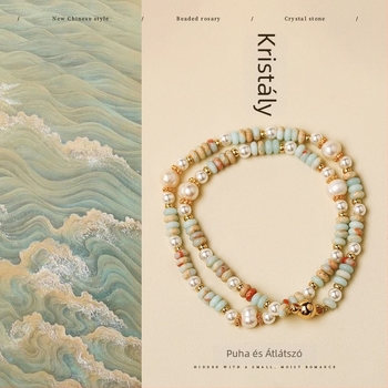 Természetes kőből készült kézzel készített karkötő nőknek, geometrikus dizájnnal, új kínai stílusban