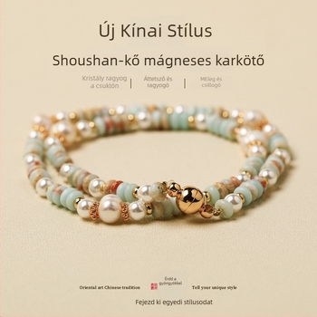 Természetes kőből készült kézzel készített karkötő nőknek, geometrikus dizájnnal, új kínai stílusban