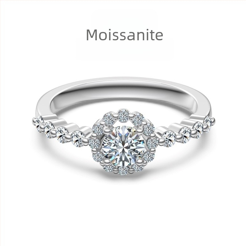 Moissanit gyűrű, 925-ös ezüst, Geometriai dizájn szív–vízcsepp motívummal, női könnyed luxus ékszer