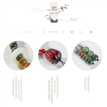 Férfi Bodhi gyökérből készült karkötő, 108 gyöngy, kínai stílusú