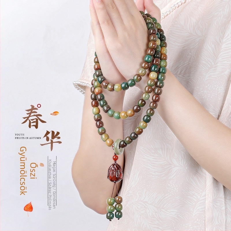 Férfi Bodhi gyökérből készült karkötő, 108 gyöngy, kínai stílusú