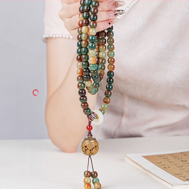 Férfi Bodhi gyökérből készült karkötő, 108 gyöngy, kínai stílusú