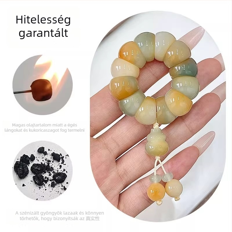 Bodhi gyökér karkötő – kézzel csavart gyöngyök, modern minimalist stílus, fényes felület