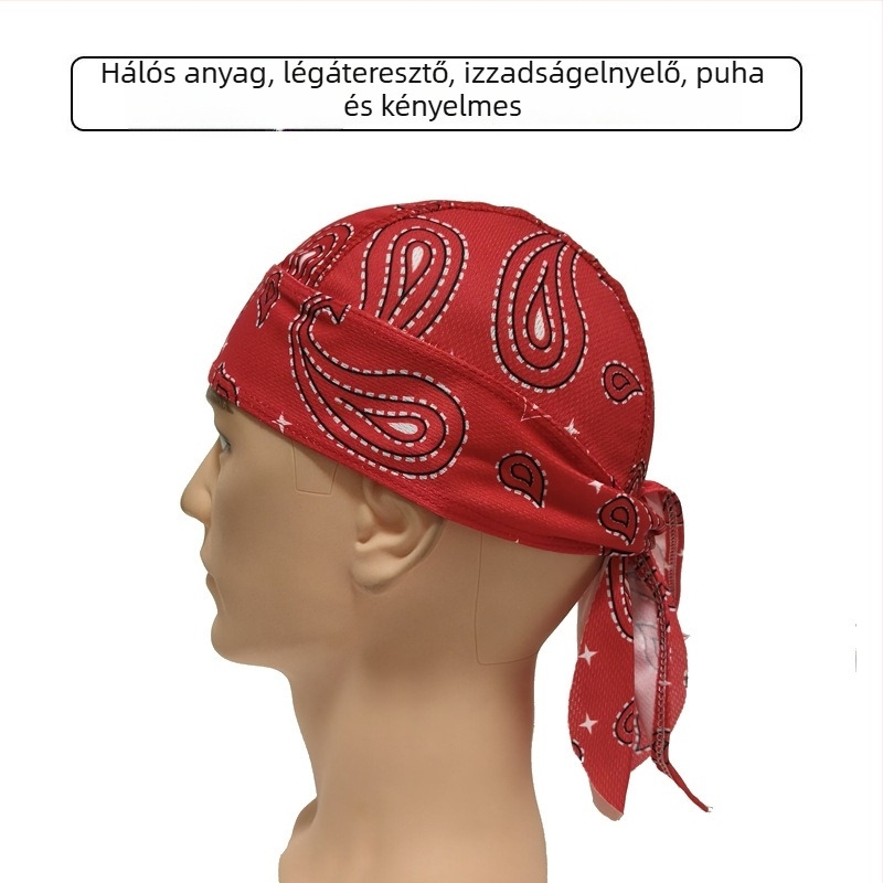 Kerékpározáshoz való sapka hálós gyorsan száradó anyaggal, pirata-stílusú fejkendő, nyári napvédelmi fejfedő, kültéri sportokhoz