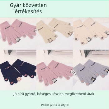 Uniszex ujjas kesztyű jacquard műminkból, kétoldalas velúrral, betűs mintával, melegen tart