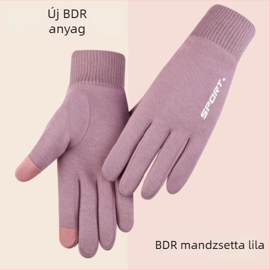 Velúr béléses téli teljes ujjú kerékpáros kesztyű érintésérzékeny kijelzővel