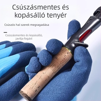Latex/kaucs kesztyű halászathoz és rákfogáshoz – vízálló, szúrás- és vágásálló, anti-átfúrás, közepes vastagságú, felnőtt