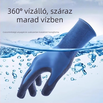 Latex/kaucs kesztyű halászathoz és rákfogáshoz – vízálló, szúrás- és vágásálló, anti-átfúrás, közepes vastagságú, felnőtt
