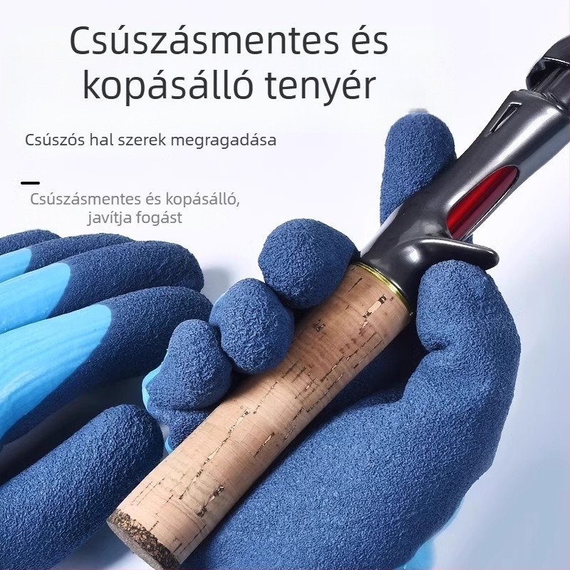 Latex/kaucs kesztyű halászathoz és rákfogáshoz – vízálló, szúrás- és vágásálló, anti-átfúrás, közepes vastagságú, felnőtt