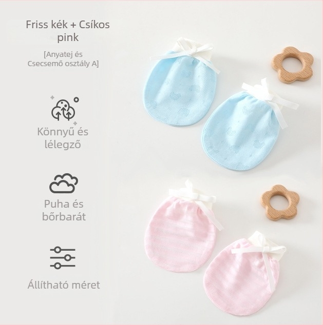 Uniszex babakesztyű arcvédővel, újszülöttek számára, 95% pamut 5% elasztán, tavasz–nyár–őszre, 2025 nyári bevezetés
