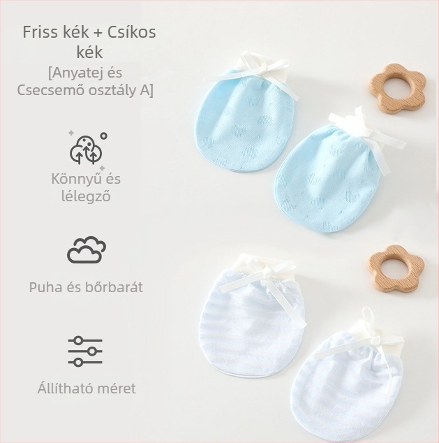 Uniszex babakesztyű arcvédővel, újszülöttek számára, 95% pamut 5% elasztán, tavasz–nyár–őszre, 2025 nyári bevezetés