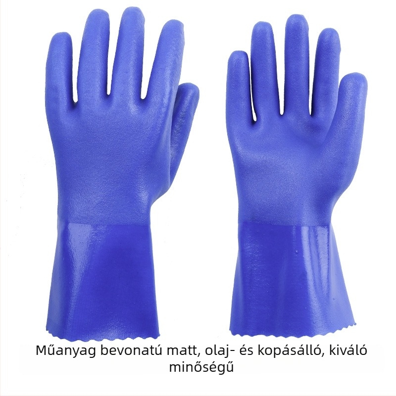 Hongshan munkavédelmi kesztyű, olajálló, vízálló, csúszásmentes, dip kaucsuk bevonattal, 165 g, gépek üzemeltetésére és karbantartására