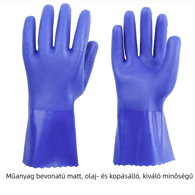 Hongshan munkavédelmi kesztyű, olajálló, vízálló, csúszásmentes, dip kaucsuk bevonattal, 165 g, gépek üzemeltetésére és karbantartására