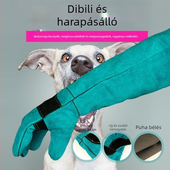 Da Heng szarvasmarha bőrből készült harapás elleni edző kesztyűk háziállatok számára, hosszú védő kesztyűk
