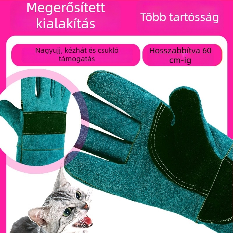 Da Heng szarvasmarha bőrből készült harapás elleni edző kesztyűk háziállatok számára, hosszú védő kesztyűk
