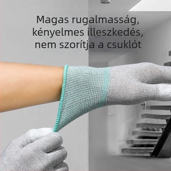 Szénszálas munkakesztyű ujjak és tenyér bevonattal, érintőképernyő-kompatibilis, lélegző, csúszásmentes/antistatkus