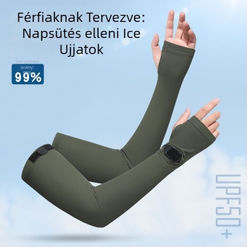 Férfiaknak Ice Silk hűtő ujjvédők UV védelemmel, légző nylon anyagból, vezetéshez és kültéri biciklizéshez