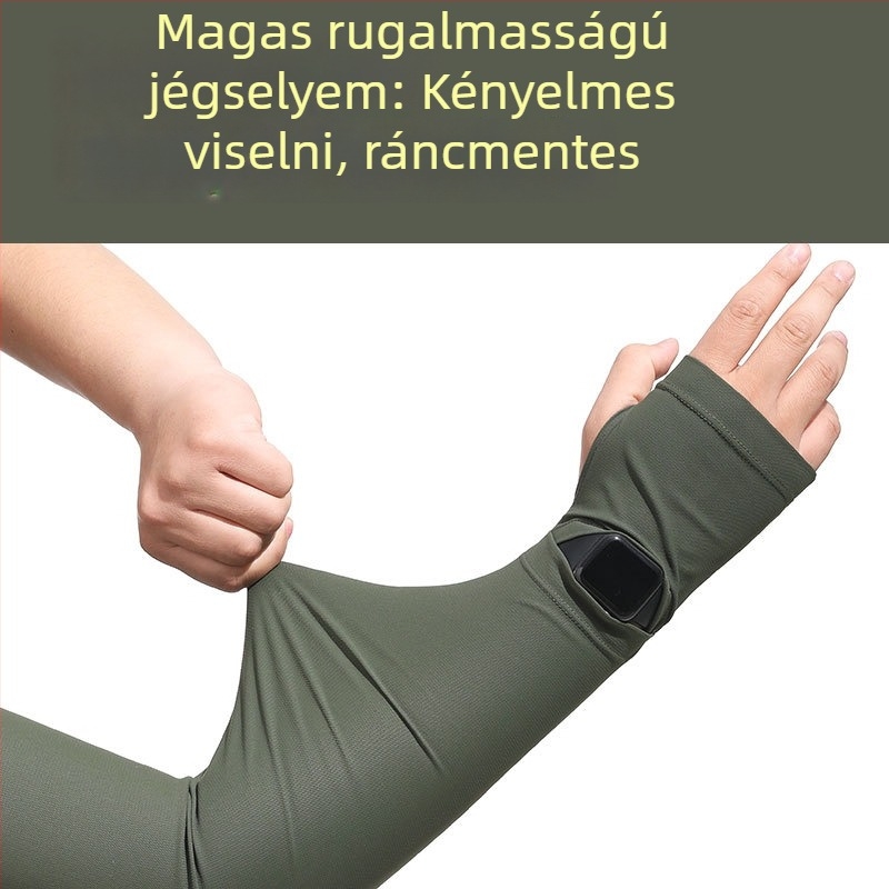 Férfiaknak Ice Silk hűtő ujjvédők UV védelemmel, légző nylon anyagból, vezetéshez és kültéri biciklizéshez
