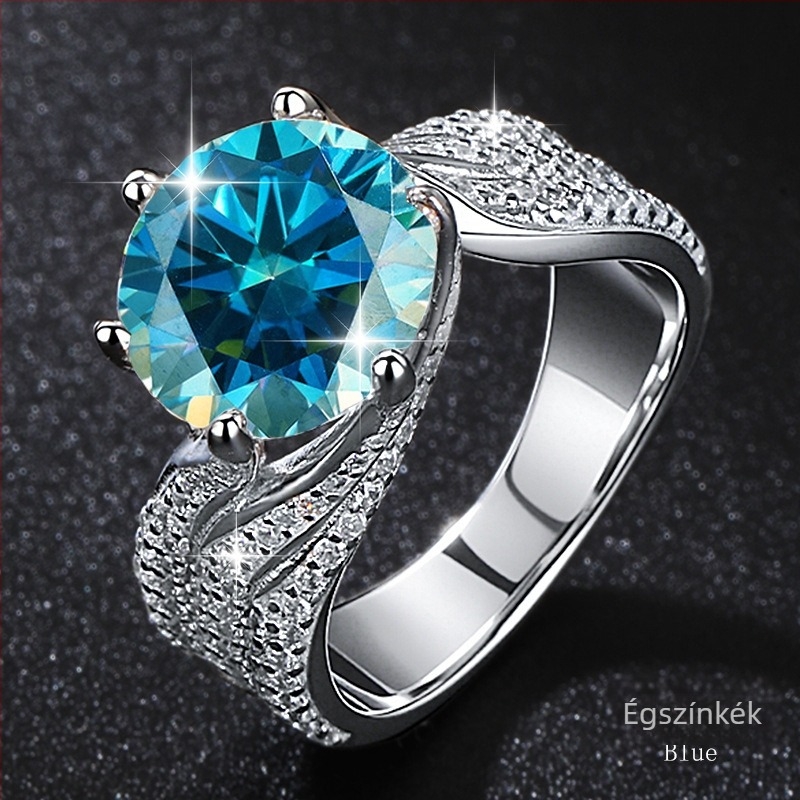 Moissanite rózsaszín gyémánt gyűrű, 925-ös ezüst, hatágú foglalat, retro luxus, három generáció szeretete, 3–5 ct