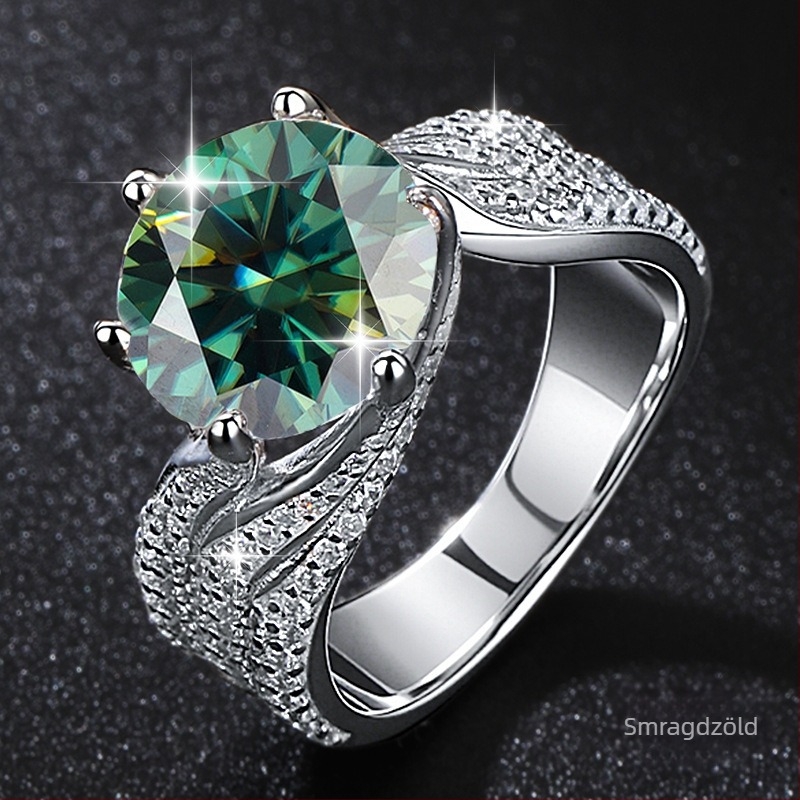 Moissanite rózsaszín gyémánt gyűrű, 925-ös ezüst, hatágú foglalat, retro luxus, három generáció szeretete, 3–5 ct