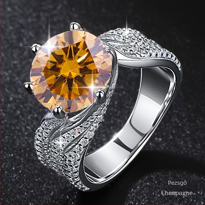 Moissanite rózsaszín gyémánt gyűrű, 925-ös ezüst, hatágú foglalat, retro luxus, három generáció szeretete, 3–5 ct