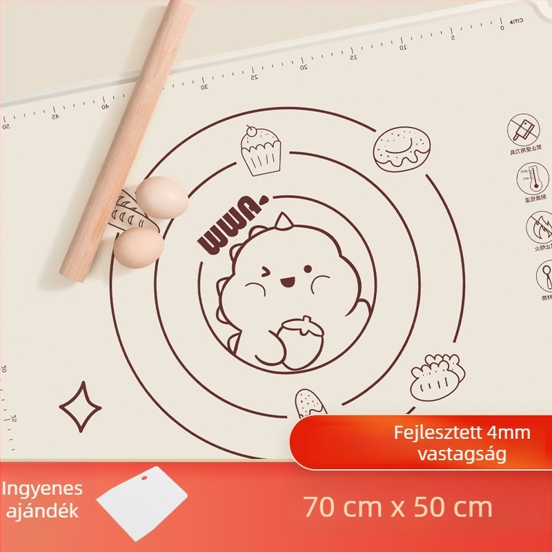 Vastagított szilikon dagasztó mat, élelmiszer-minőségű, tapadásmentes, testreszabható