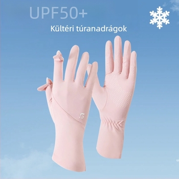 Női nyári Ice Silk UV-védelmes kesztyű kültéri kerékpárhoz és vezetéshez, légáteresztő, gyorsan száradó, érintőképernyős, teljes ujjas