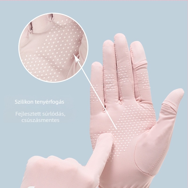 Női nyári Ice Silk UV-védelmes kesztyű kültéri kerékpárhoz és vezetéshez, légáteresztő, gyorsan száradó, érintőképernyős, teljes ujjas