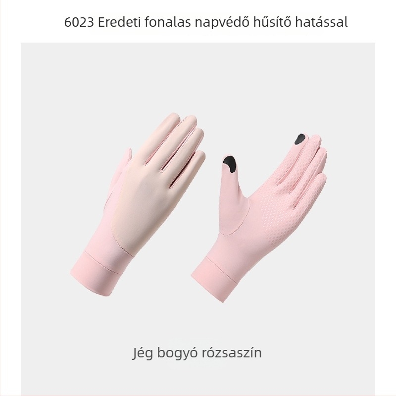Női UV-védelmet nyújtó kesztyű, Ice Silk, lélegző, gyorsan száradó, csúszásmentes, érintőképernyő-kompatibilis